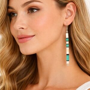 Hand Crafted Southwest Style Long Bar Earrings